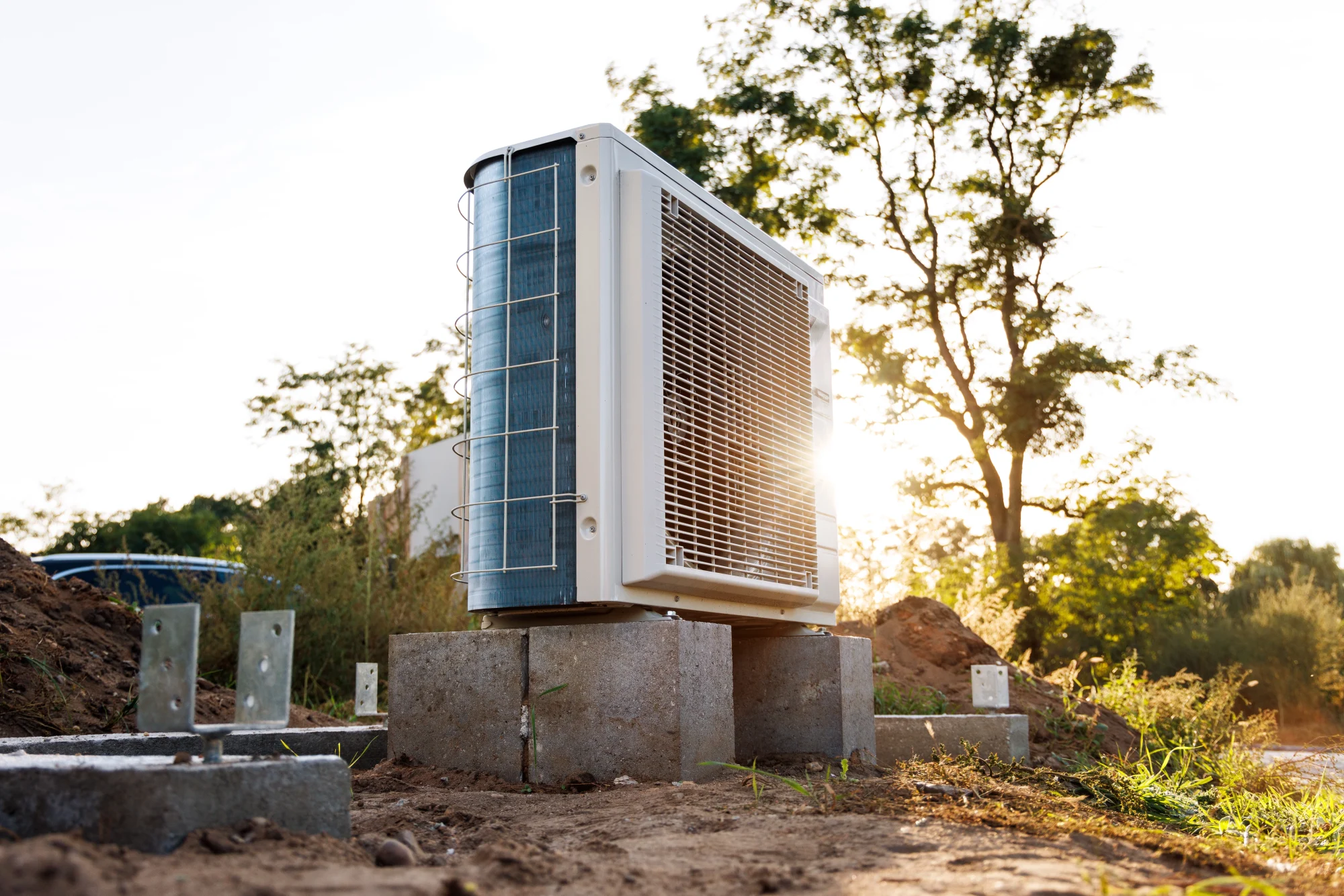 HEAT PUMP INSTALLED IN GARDEN FAR FROM PROPERTY
